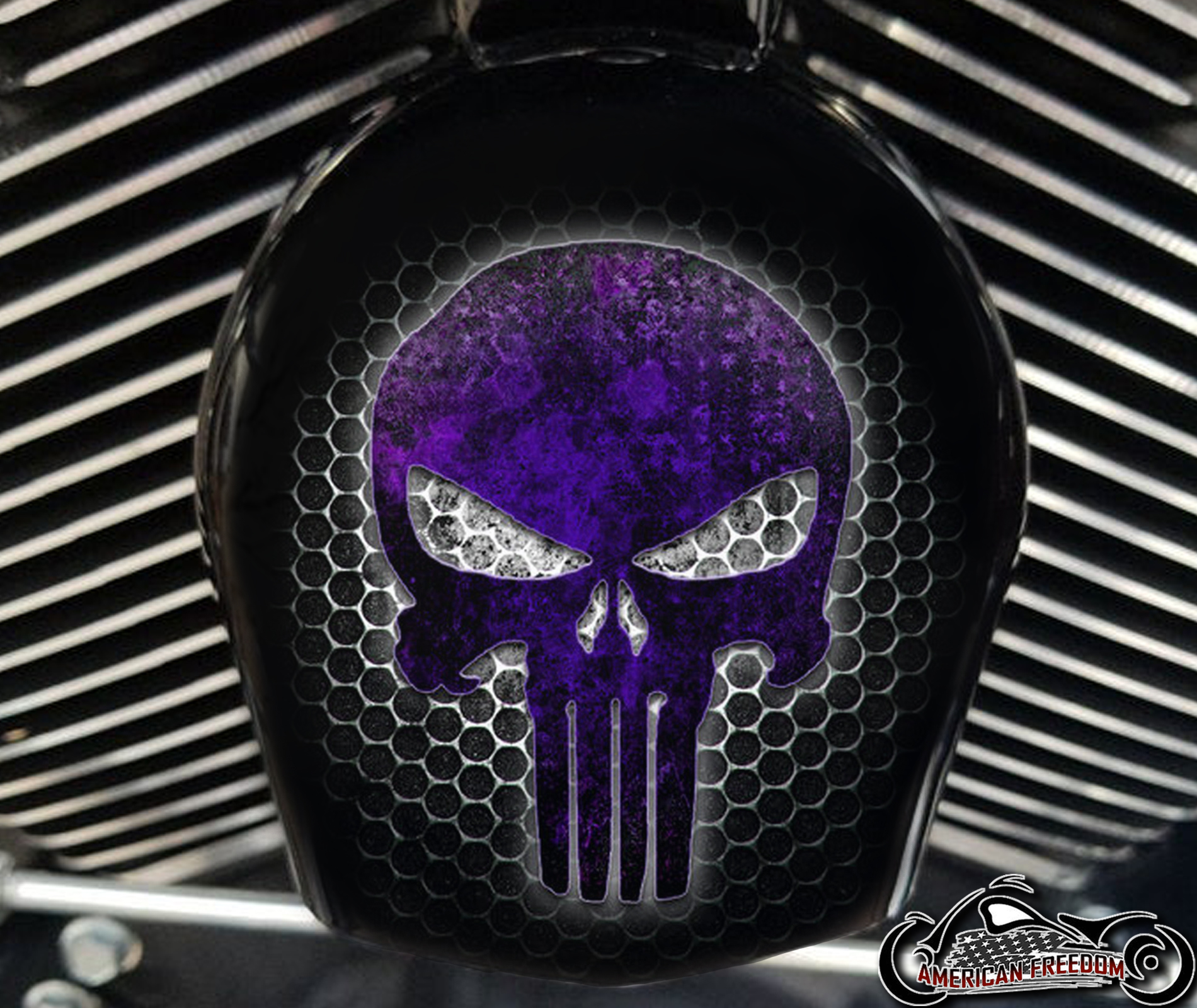 Custom Horn Cover - Punisher Grille (Purple)
